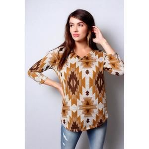 NEW GOOD STUFF APPAREL v neck stripe top in multicolor